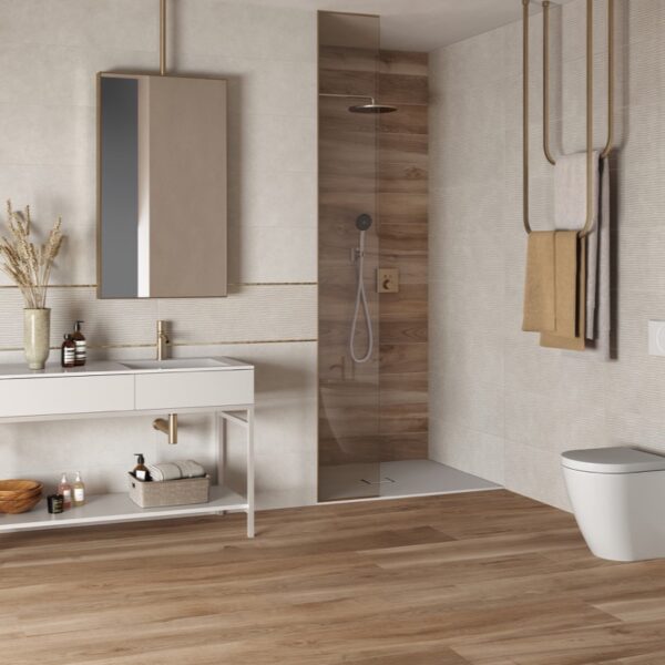 Carrelage effet bois, Bosco Vivo chez Piastrella - salle de bain sol et mur