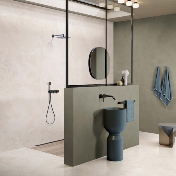 Carrelage effet marbre, Marmo Sensuale chez Piastrella - salle de bain avec vasque