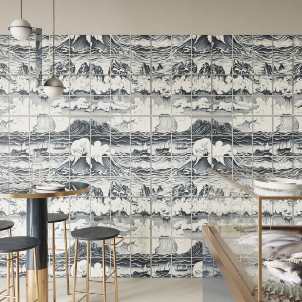 Carrelage Bardelli Aquatic Creatures chez Piastrella - salle de bain motif Mongolfiere