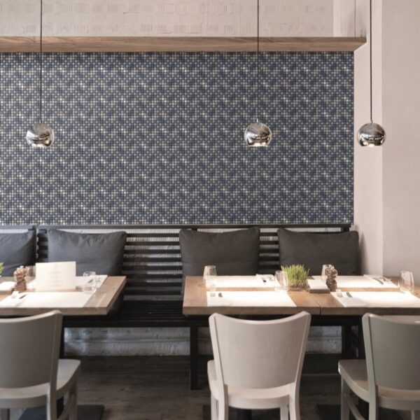 Carrelage Bardelli Denim chez Piastrella - banquette de restaurant coloris Piombo