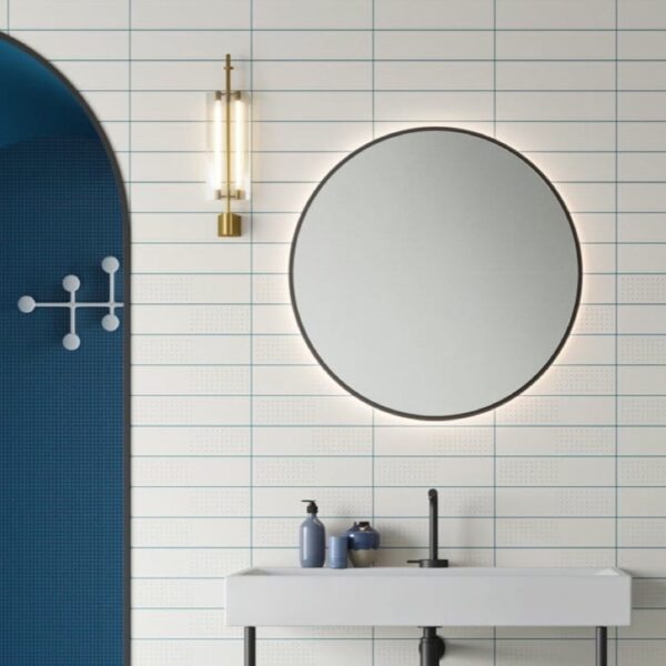 Carrelage Bardelli Regolo chez Piastrella - salle de bain niche voûtée coloris Ceruleo