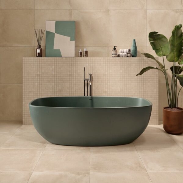 Carrelage effet béton, Cityflow chez Piastrella - salle de bain coloris Beige