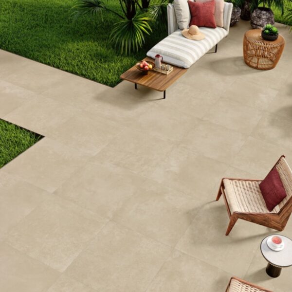 Carrelage effet béton, Urban Harmony chez Piastrella - terrasse extérieure coloris Beige