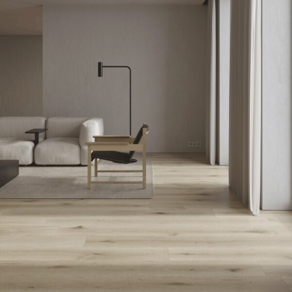 Carrelage effet bois, Linea Verde chez Piastrella - sol de salon en coloris Sand, ambiance lumineuse