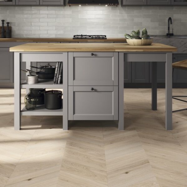 Carrelage effet bois, Timberline chez Piastrella - cuisine en pose chevron
