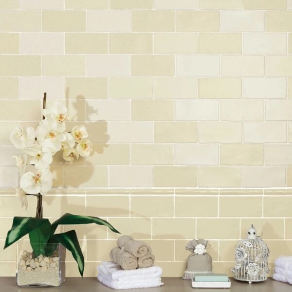 Carrelage effet carreau de ciment, Antic Mate chez Piastrella - salle de bain coloris Cream Mix