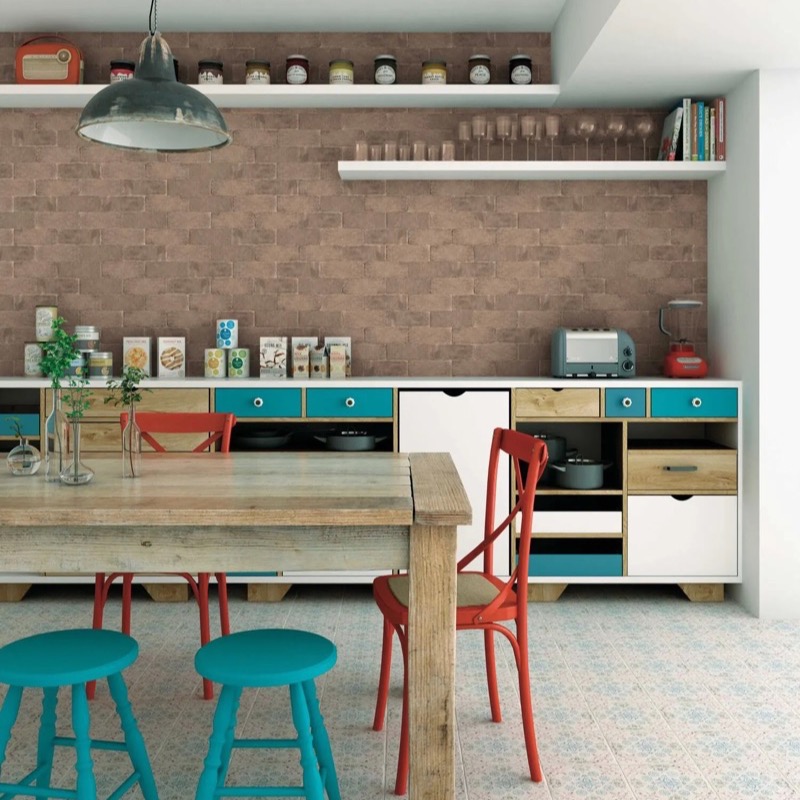 Carrelage effet carreau de ciment, Vintage chez Piastrella - crédence de cuisine mêlant plusieurs teintes