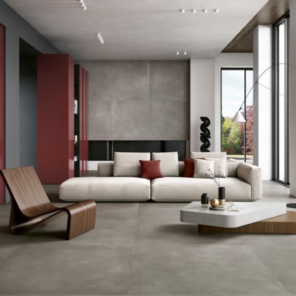 Carrelage effet ciment, Blow chez Piastrella - salon, coloris Cement