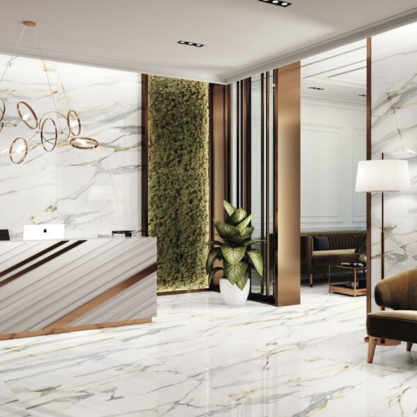 Carrelage effet marbre, Borghini Regale chez Piastrella - accueil design comptoir géométrique