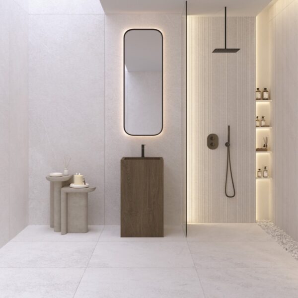 Carrelage effet marbre, Piemonte chez Piastrella - douche à l'italienne, coloris Cloud