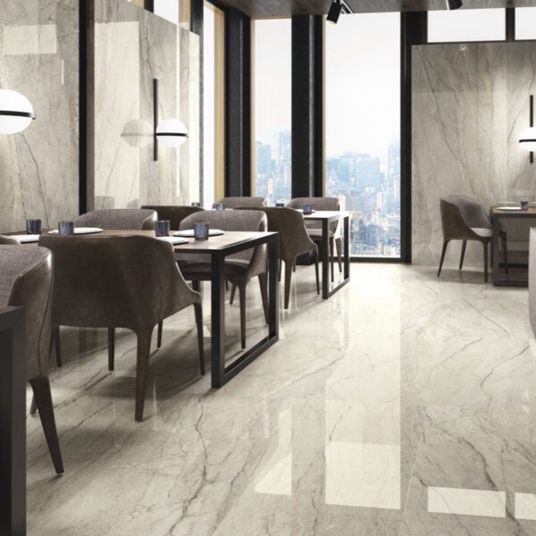 Carrelage effet marbre, Sabbia Dorata chez Piastrella - restaurant panoramique coloris Beige