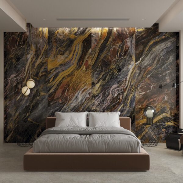 Carrelage effet marbre, Zenith chez Piastrella - mur de chevet en chambre
