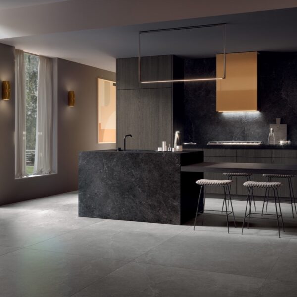 Carrelage effet pierre, Lithos chez Piastrella - cuisine, coloris Carbon et Stone
