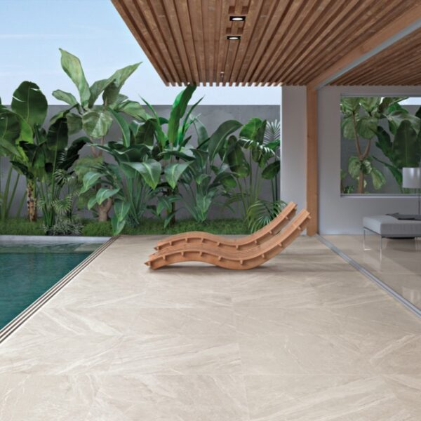 Carrelage effet pierre, Mainstone chez Piastrella - terrasse et bord de piscine, coloris Oat