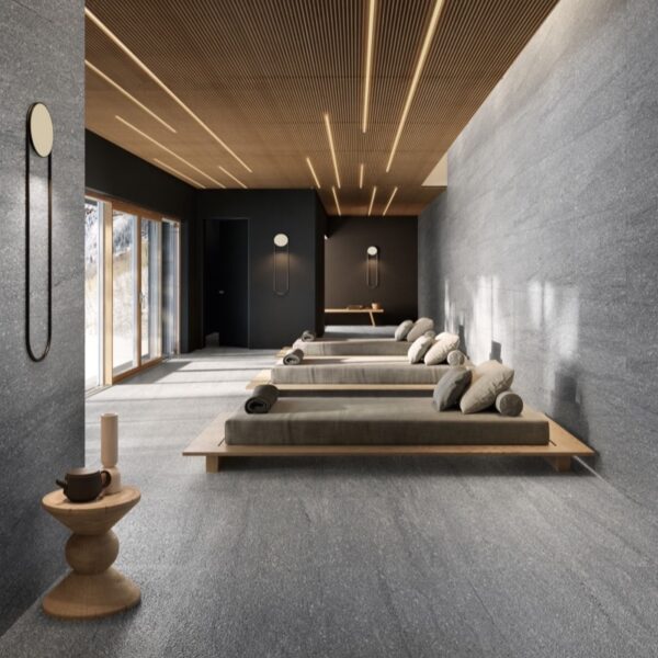 Carrelage effet pierre, Pietra Unica chez Piastrella - spa coloris London Grey