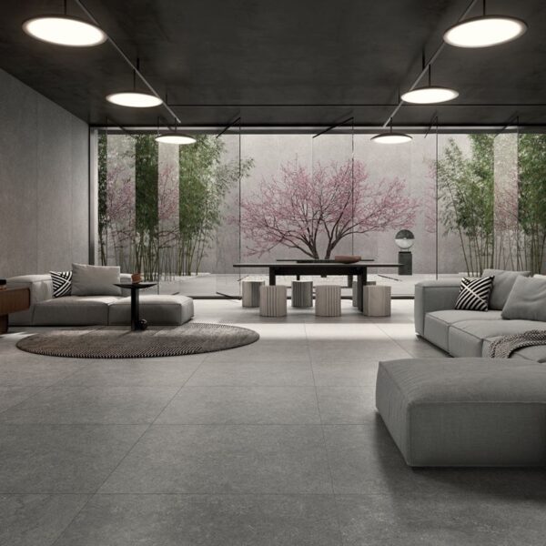 Carrelage effet pierre, Pura chez Piastrella - salon, coloris Grey