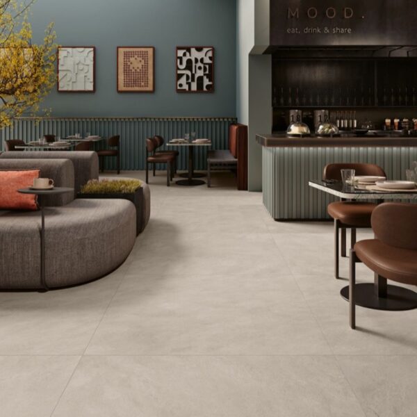 Carrelage effet pierre, Vein Aura chez Piastrella - salon coloris Light Grey