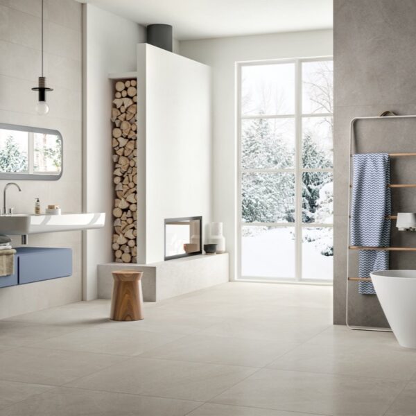 Carrelage effet pierre, Yosemite chez Piastrella - salle de bain, coloris Lake et Rock