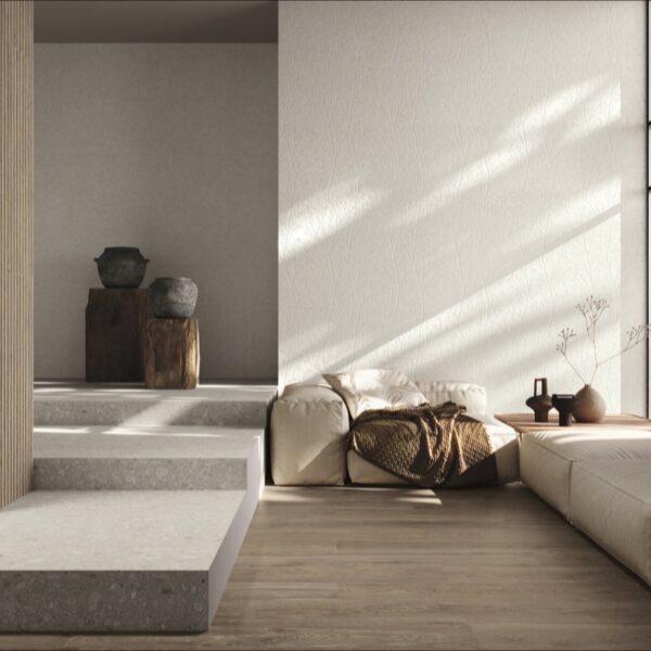 Carrelage effet terrazzo, Terrazzo Essence chez Piastrella - terrasse et salle à manger extérieure coloris Beige