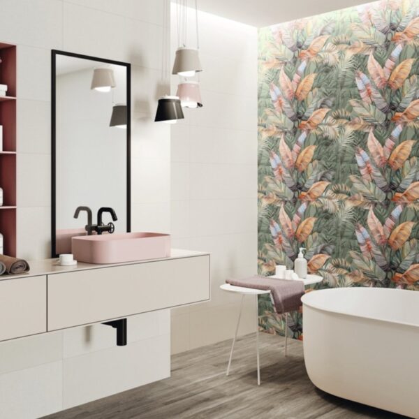 Carrelage uni, Crayon Studio chez Piastrella - salle de bain coloris White, décor tropical