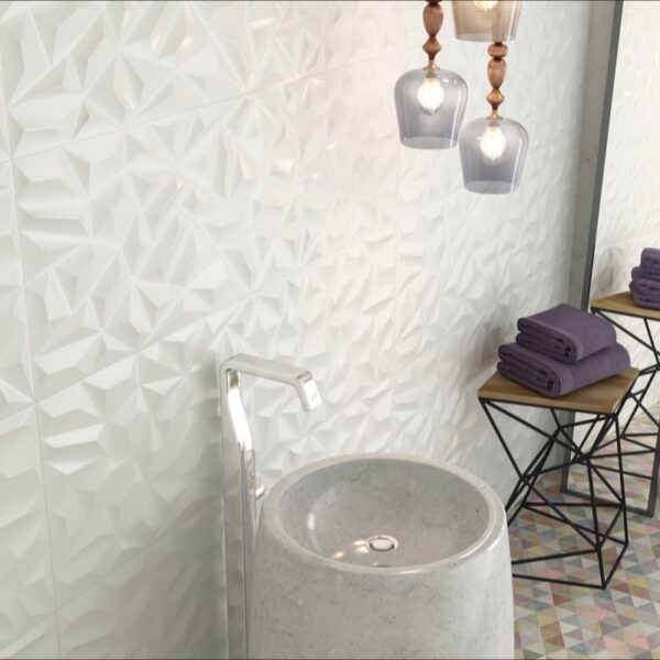 Carrelage effet uni, Soie Minérale chez Piastrella - relief 3D salle de bain